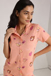 Zivame Farm Lore Knit Cotton Pyjama Set - Peach Pearl — thumbnail 6